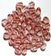 50 11x8mm Crystal Pink Lustre Glass Leaf Beads